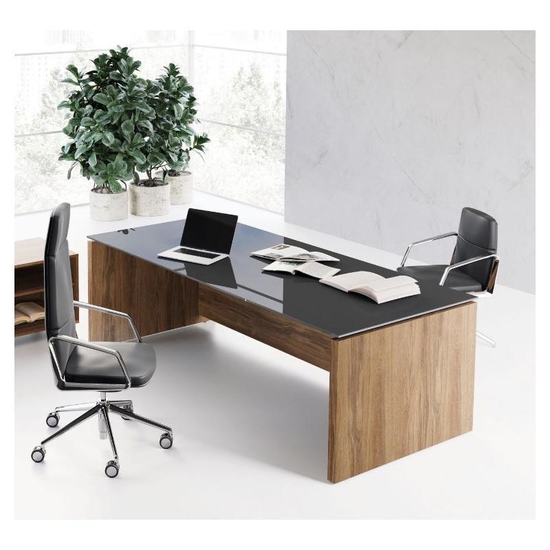 Escritorio de oficina Black Glass Duo