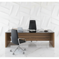 Escritorio de oficina Black Glass Duo