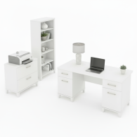 Escritorio de oficina Somerset con gabinete y librería de 5 estantes