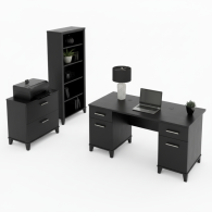 Escritorio de oficina Somerset con gabinete y librería de 5 estantes