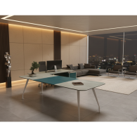 Escritorio de oficina ejecutivo rectangular de cuero