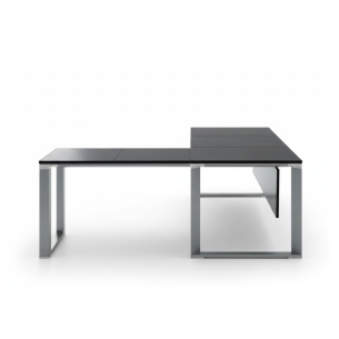 Escritorio de oficina ejecutivo en aluminio y vidrio de esquina