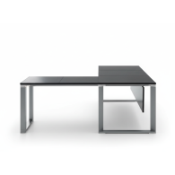 Escritorio de oficina ejecutivo en aluminio y vidrio de esquina