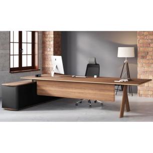 Escritorio de oficina ejecutivo de madera con cajones con pasacables