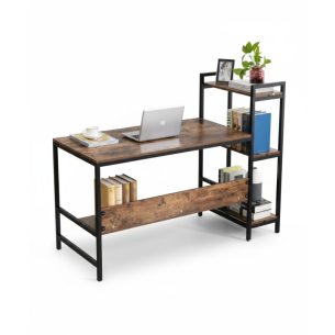 Escritorio industrial con estantes